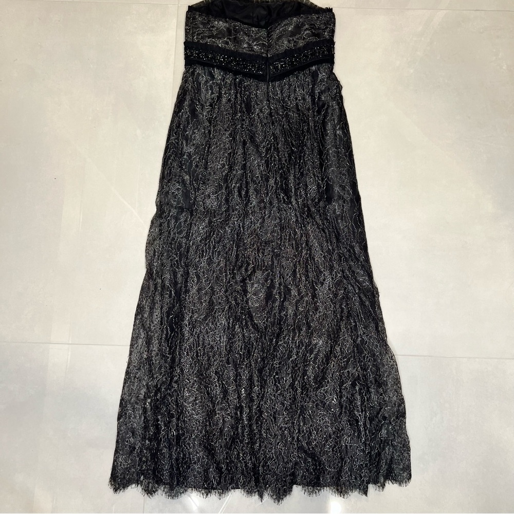 Badgley Mischka Black Lace Sequin Band Strapless - Picture 4 of 8